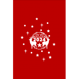  Geyikler Happy New Year 2024 Yazısı Yeni Yıl Yılbaşı Vitrin Cam Sticker