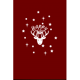  Sevimli Geyik Başı Happy New Year Yazısı Yeni Yıl Yılbaşı Vitrin Cam Sticker