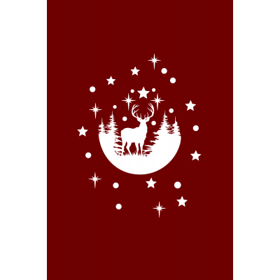  Büyük Ren Geyiği ve Parlak Yıldız ve Kar Taneleri Yeni Yıl Yılbaşı Vitrin Stickerı