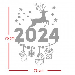 2023 Yazısının Üzerinde Geyik Altında Sevimli Hediye Paketleri Yılbaşı Süslemeleri