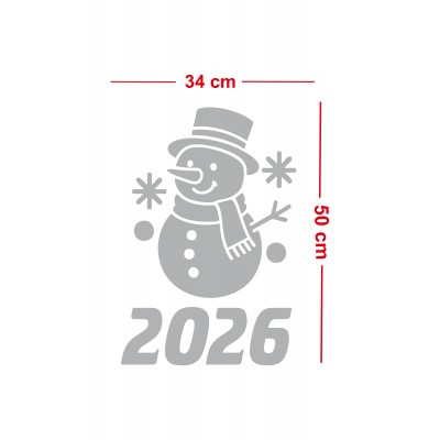 2026 Yılbaşı Cam Sticker Kardan Adam – Vitrin Dekor Yeni Yıl Süsleme