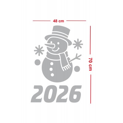 2026 Yılbaşı Cam Sticker Kardan Adam – Vitrin Dekor Yeni Yıl Süsleme