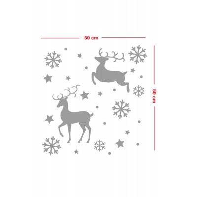 Yılbaşı Süslemeleri Geyik Yıldız Kar Tanesi Vitrin Düzenlemesi Yılbaşı Sticker