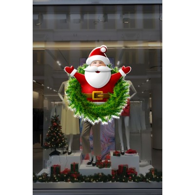 Ellerini Yeni Yıla Açmış Noel Baba Yılbaşı Süslemesi Ev Vitrin Yılbaşı Sticker Stickerları