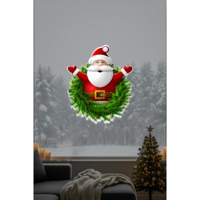 Ellerini Yeni Yıla Açmış Noel Baba Yılbaşı Süslemesi Ev Vitrin Yılbaşı Sticker Stickerları