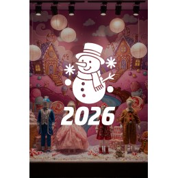 2026 Yılbaşı Cam Sticker Kardan Adam – Vitrin Dekor Yeni Yıl Süsleme