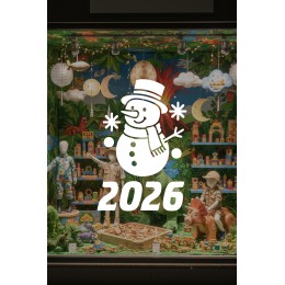 2026 Yılbaşı Cam Sticker Kardan Adam – Vitrin Dekor Yeni Yıl Süsleme
