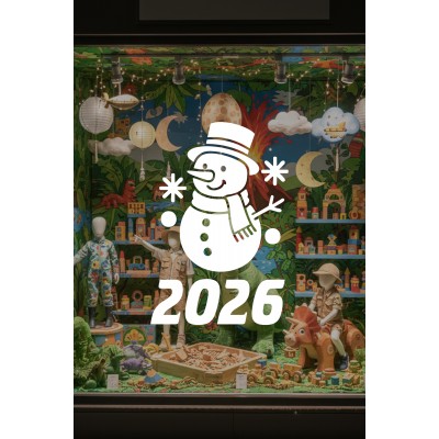 2026 Yılbaşı Cam Sticker Kardan Adam – Vitrin Dekor Yeni Yıl Süsleme