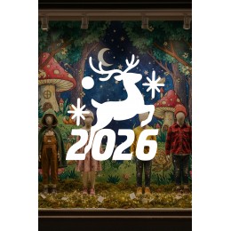 Geyikli 2026 Yılbaşı Vitrin Sticker - Mağaza Cam Süsleme Yılbaşı Dekoru