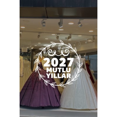 Mağaza ve İş Yerlerine Özel "2027 Mutlu Yıllar, Taç Süslemesi ve Kar Tanesi" Yazılı ve Motifli Dekoratif Cam, Vitrin ve Duvar Sticker Seti Mağaza ve İş Yerlerine Özel "2027 Mutlu Yıllar, Taç Süslemesi ve Kar Tanesi" Yazılı ve Motifli Dekoratif Cam, Vitrin ve Duvar Sticker Seti