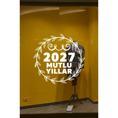 Mağaza ve İş Yerlerine Özel "2027 Mutlu Yıllar, Taç Süslemesi ve Kar Tanesi" Yazılı ve Motifli Dekoratif Cam, Vitrin ve Duvar Sticker Seti Mağaza ve İş Yerlerine Özel "2027 Mutlu Yıllar, Taç Süslemesi ve Kar Tanesi" Yazılı ve Motifli Dekoratif Cam, Vitrin ve Duvar Sticker Seti