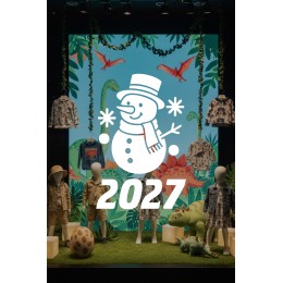 Mağaza ve İş Yerlerine Özel "2027 Kardan Adamlı" Yeni Yıl Yazılı ve Motifli Dekoratif Cam, Vitrin ve Duvar Sticker Seti 