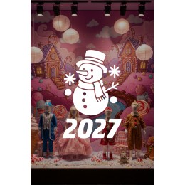 Mağaza ve İş Yerlerine Özel "2027 Kardan Adamlı" Yeni Yıl Yazılı ve Motifli Dekoratif Cam, Vitrin ve Duvar Sticker Seti 