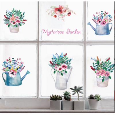  Çiçekçilere Özel Mysterious Garden Cam Vitrin Sticker Yapıştırma