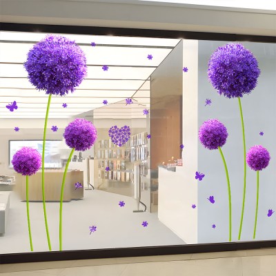 Çiçekçilere Özel Mor Karahindiba Çiçek Dekorasyon Cam Vitrin Sticker Yapıştırma