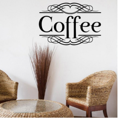 Kafe ve Restoranlara Özel  Coffee Yazısı Cam Vitrin Sticker Yapıştırma