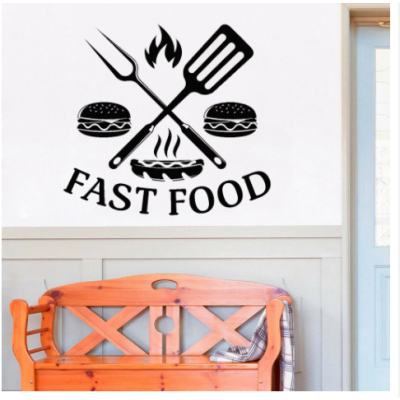 Kafe ve Restoranlara Özel  Fast Food Yazısı Cam Vitrin Sticker Yapıştırma