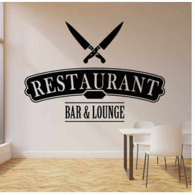 Kafe ve Restoranlara Özel  Bar & Lounge Yazısı Cam Vitrin Sticker Yapıştırma