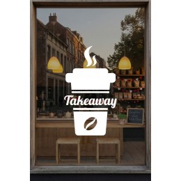Kafe ve Restoranlara Özel Takeaway Coffee Cam Sticker – Kafe & Restoran Vitrin Yazısı – Paket Servis Cam Sticker
