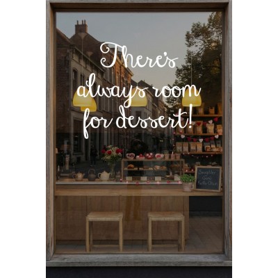 There’s Always Room for Dessert Cam Sticker – Kafe & Tatlıcı Duvar Dekoru – Dessert Yazı Sticker