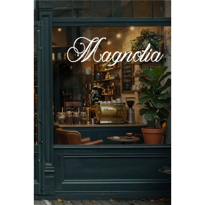 Kişiye Özel Kafe İsmi Cam Sticker – İşletme Logo Yazısı – Vitrin Cam Yazı Sticker