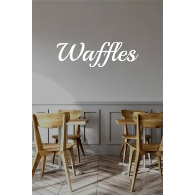 Kafe ve Tatlıcılara Özel Waffles Yazılı Cam Vitrin Sticker – Dekoratif Tatlı Temalı Sticker
