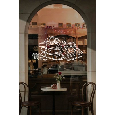 Kafe ve Pastaneler İçin Waffle Tatlı Cam Vitrin Sticker – Dekoratif Cam Yazısı