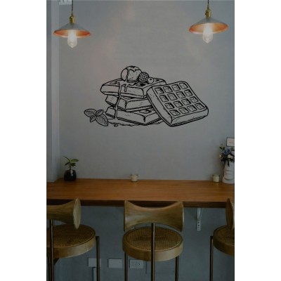Kafe ve Pastaneler İçin Waffle Tatlı Cam Vitrin Sticker – Dekoratif Cam Yazısı