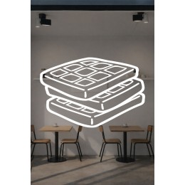 Kafe & Pastane Vitrin Sticker – Minimal Waffle Çizim Cam Dekoru