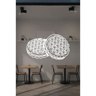 Restoran & Cafe Cam Sticker – Waffle Tasarım Vitrin Dekoru - Kafe Duvar & Vitrin Dekoru