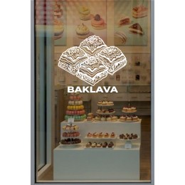 Baklava İkonlu Cam Vitrin Sticker – Kafe Dekorasyonu - Kafe Sticker Vitrin Tasarımı