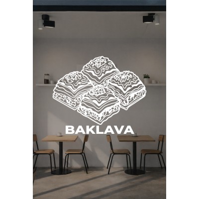 Baklava İkonlu Cam Vitrin Sticker – Kafe Dekorasyonu - Kafe Sticker Vitrin Tasarımı
