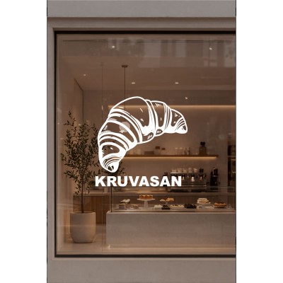Kruvasan Duvar & Cam Sticker – Pastane Dekorasyonu - Kafe & Pastane Cam Vitrin Sticker