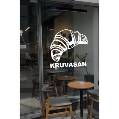 Kruvasan Duvar & Cam Sticker – Pastane Dekorasyonu - Kafe & Pastane Cam Vitrin Sticker