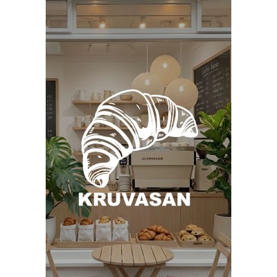 Kruvasan Duvar & Cam Sticker – Pastane Dekorasyonu - Kafe & Pastane Cam Vitrin Sticker