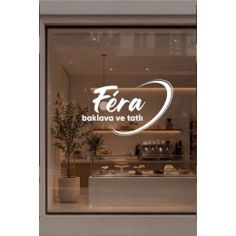Kişiye Özel Kafe Cam Vitrin Sticker – İsimli Pastane & Tatlı Yazısı (Logo Tarzı Tasarım)