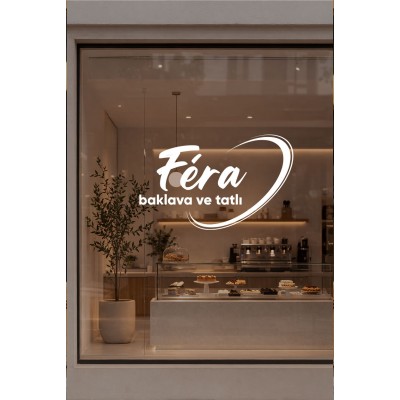 Kişiye Özel Kafe Cam Vitrin Sticker – İsimli Pastane & Tatlı Yazısı (Logo Tarzı Tasarım)