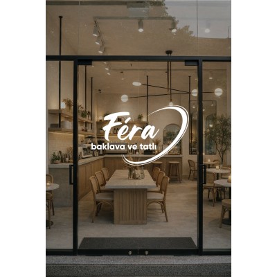 Kişiye Özel Kafe Cam Vitrin Sticker – İsimli Pastane & Tatlı Yazısı (Logo Tarzı Tasarım)