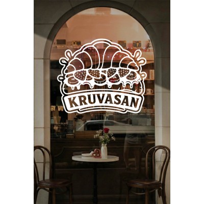 Kruvasan Kafe Vinil Sticker – Cam Vitrin & Duvar Çıkartması – Pastane Logo Sticker Kruvasan Kafe Vinil Sticker – Cam Vitrin & Duvar Çıkartması – Pastane Logo Sticker