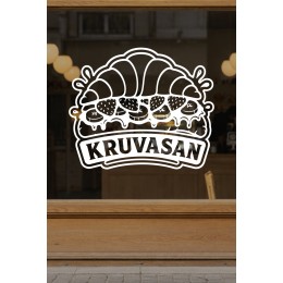 Kruvasan Kafe Vinil Sticker – Cam Vitrin & Duvar Çıkartması – Pastane Logo Sticker