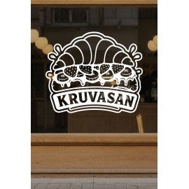 Kruvasan Kafe Vinil Sticker – Cam Vitrin & Duvar Çıkartması – Pastane Logo Sticker