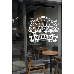Kruvasan Kafe Vinil Sticker – Cam Vitrin & Duvar Çıkartması – Pastane Logo Sticker