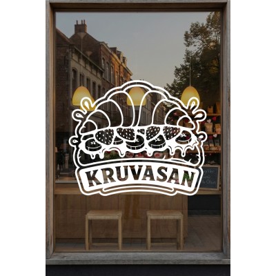 Kruvasan Kafe Vinil Sticker – Cam Vitrin & Duvar Çıkartması – Pastane Logo Sticker Kruvasan Kafe Vinil Sticker – Cam Vitrin & Duvar Çıkartması – Pastane Logo Sticker