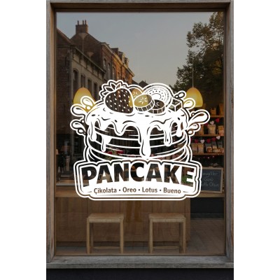 Pancake Kafe Vinil Sticker – Çikolata Oreo Lotus Bueno – Cam Vitrin Çıkartması – Pastane Sticker