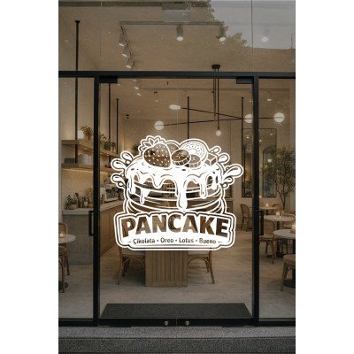Pancake Kafe Vinil Sticker – Çikolata Oreo Lotus Bueno – Cam Vitrin Çıkartması – Pastane Sticker