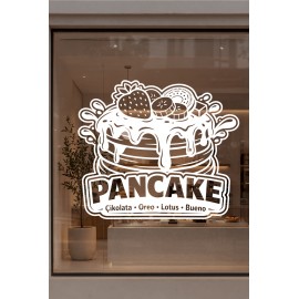 Pancake Kafe Vinil Sticker – Çikolata Oreo Lotus Bueno – Cam Vitrin Çıkartması – Pastane Sticker