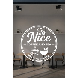 Kişiye Özel Kafe Logo Sticker - Kafe Dekorasyonu - İşletme Logosu Sticker - Kafe Vitrin & Duvar Çıkartması
