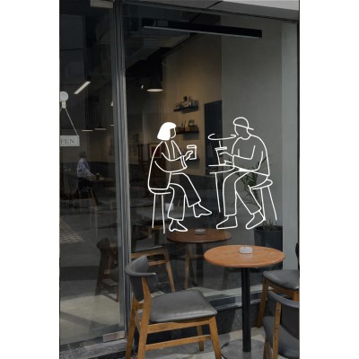 Kafede Oturan Çift Vitrin Sticker – Kafe Vitrin & Duvar Çıkartması – Kafe Vitrin Dekorasyonu Kafede Oturan Çift Vitrin Sticker – Kafe Vitrin & Duvar Çıkartması – Kafe Vitrin Dekorasyonu