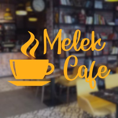 Kafe ve Restoranlara Özel Melek Cafe Yazısı Cam Vitrin Sticker Yapıştırma
