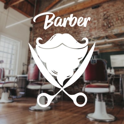 Berber ve Kuaförlere Özel Barber Yazısı Cam Vitrin Sticker Yapıştırma